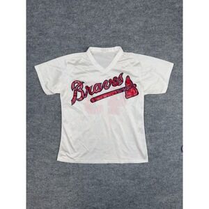 Vtg 1980s Atlanta Braves Official‎ Wilson Vintage Mesh Baseball Jersey XL USA